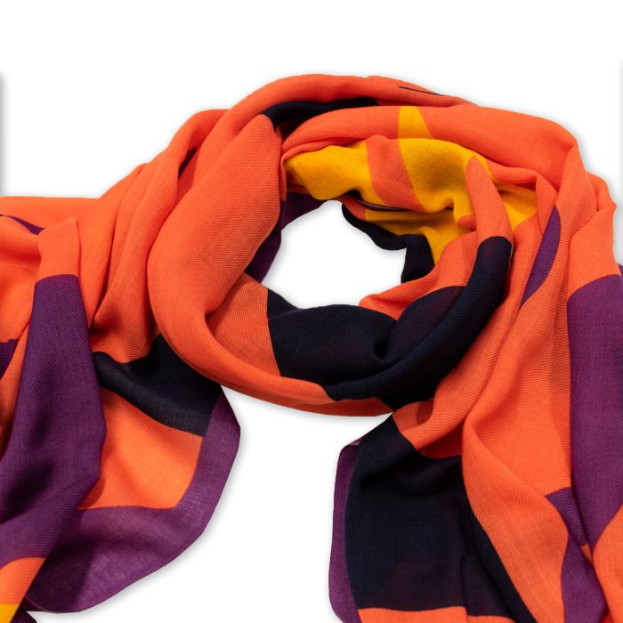 Red and top purple scarf
