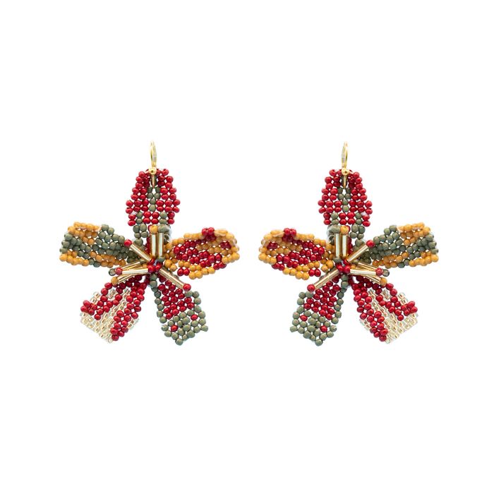 Beaded sales flower earrings