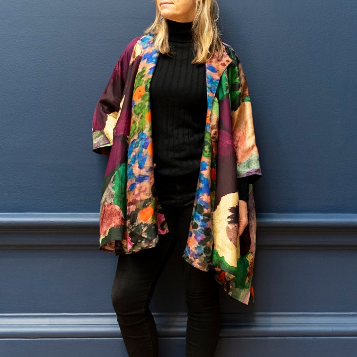 Floral silk jacket clearance
