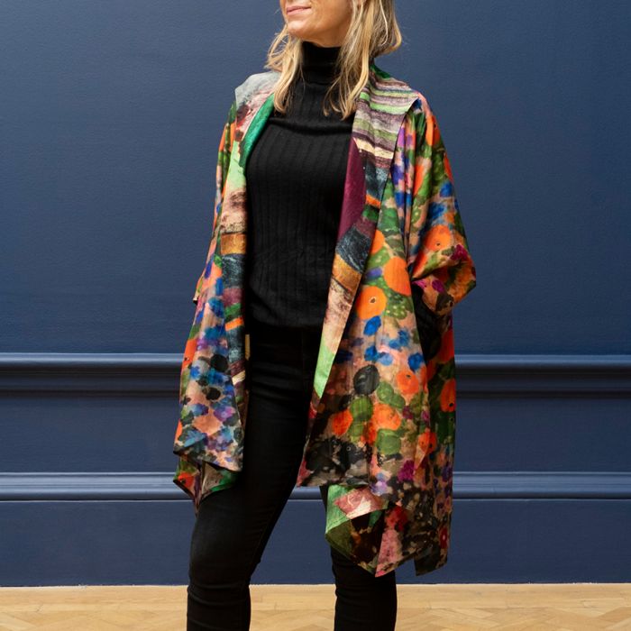 Floral silk jacket clearance
