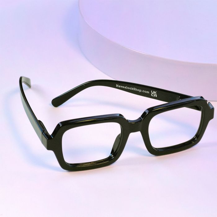 Black square frame glasses sales